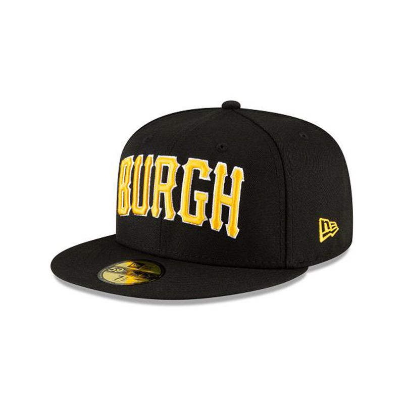 MLB Pittsburgh Pirates Ligature 59Fifty Fitted (EVI5850) - Black New Era Caps